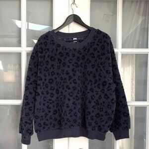 Old Navy Leopard Print Faux Sherpa Roundneck Sweatshirt
